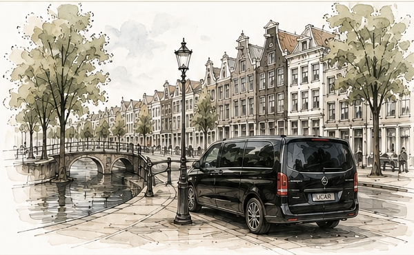 Illustrated chauffeur vehicle in Amsterdam